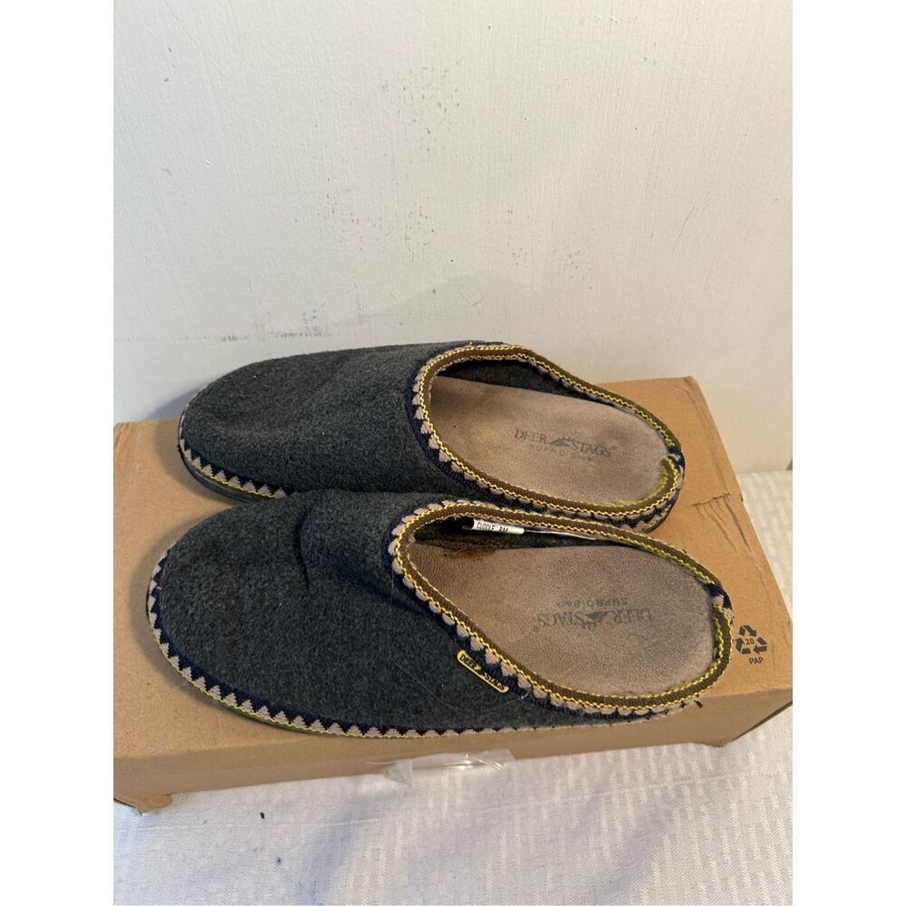 Deer stags slipper cuddle size 8 gray fleece shoes‎